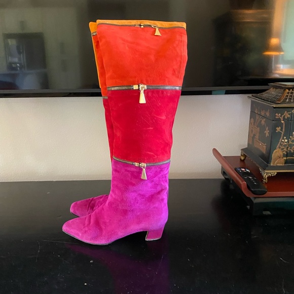 ANNE KLEIN COUTURE VINTAGE THIGH HIGH SUEDE BOOTS PREOWNED SIZE:7 - Picture 2 of 9